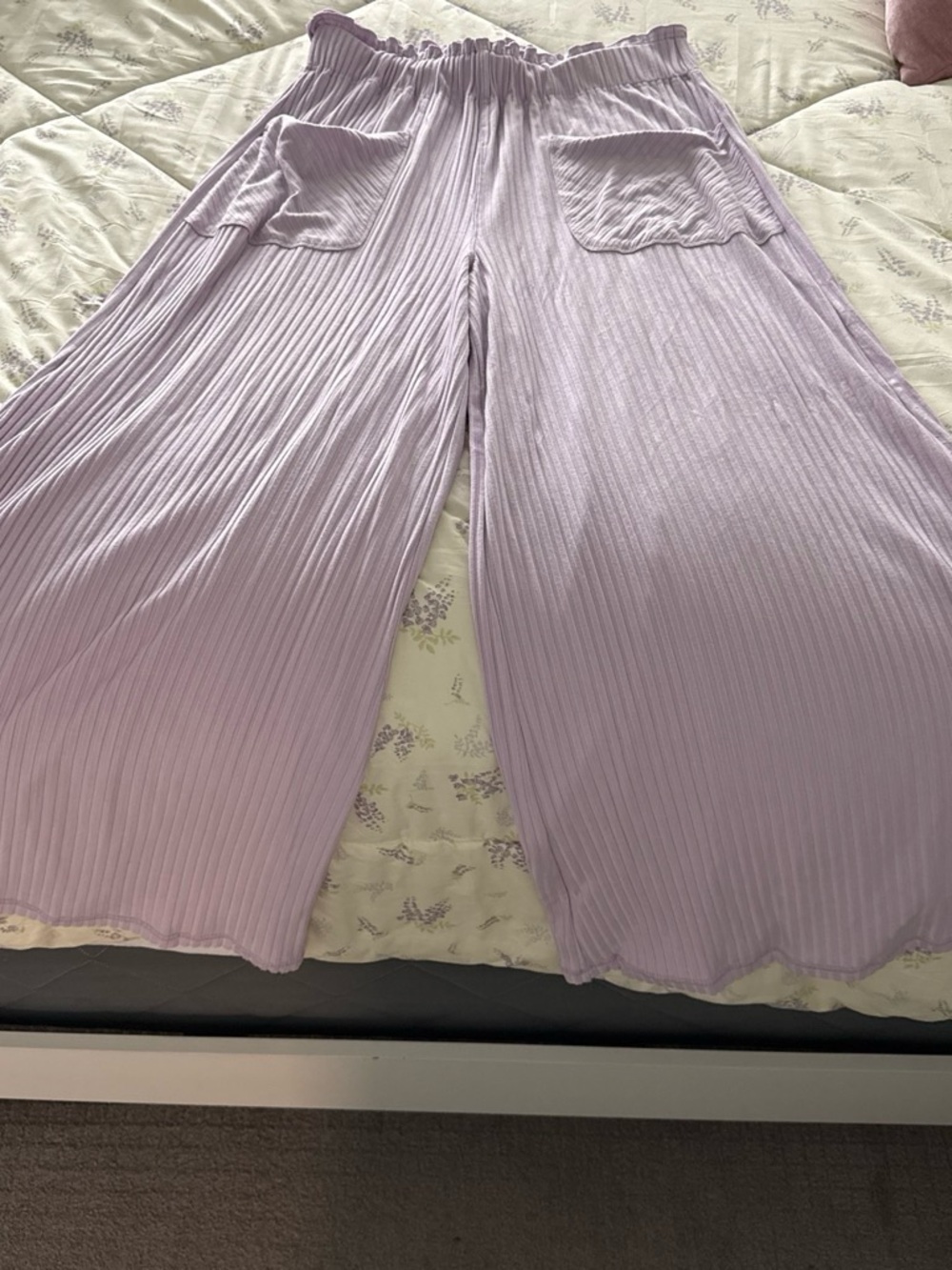 FP Movement by Free People Lilac Ribbed Wide-Leg Pants